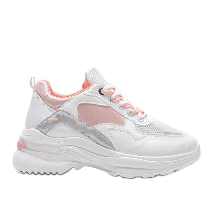 Vita sneakers med holografiska skär Karlie rosa