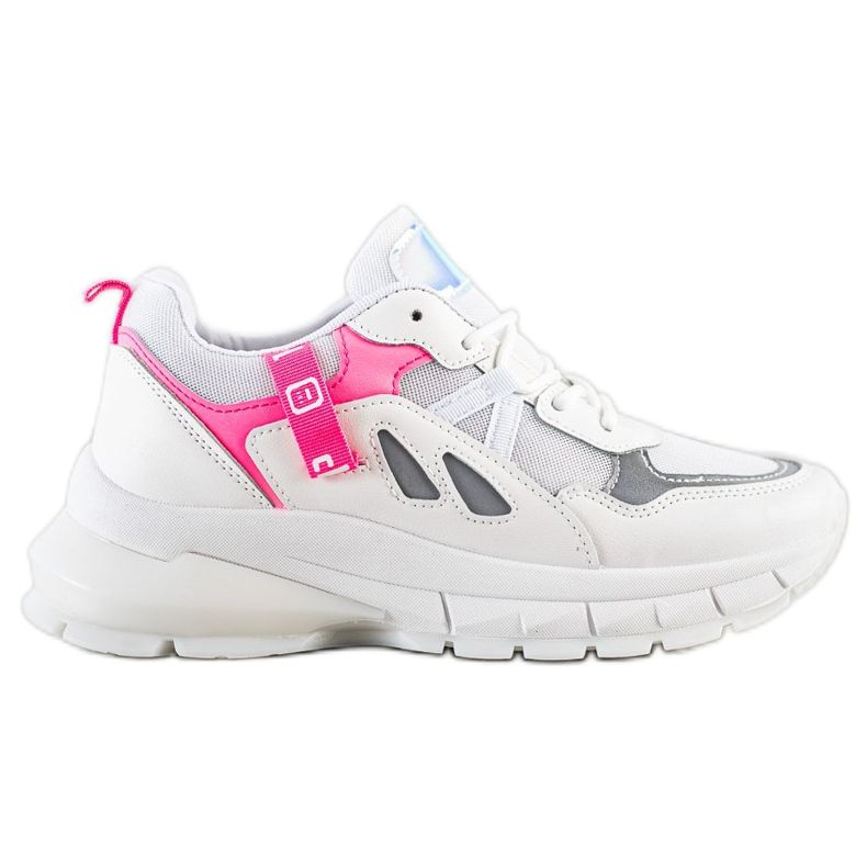 SHELOVET Sneakers på plattformen med mesh vit rosa