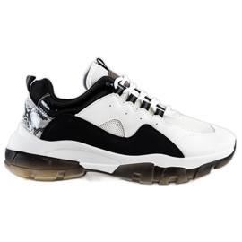 Ideal Shoes Sneakers På Den Svarta Plattformen vit