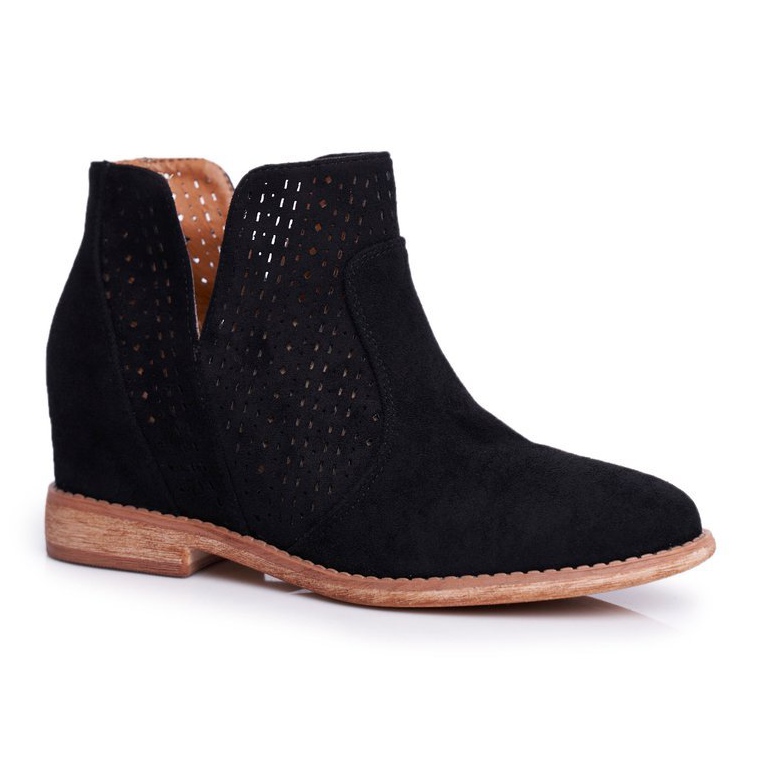 S.Barski Openwork stövlar på en kil S. Bararski Black svart