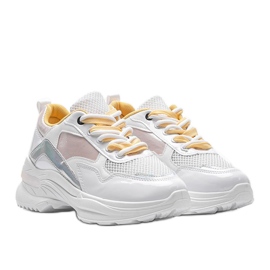 Vita sneakers med holografiska skär Karlie rosa