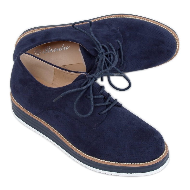 Loafers för kvinnor med snörning marinblå 8988-45 Blå