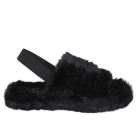 Svarta damtofflor med ett elastiskt band X8130 Svart