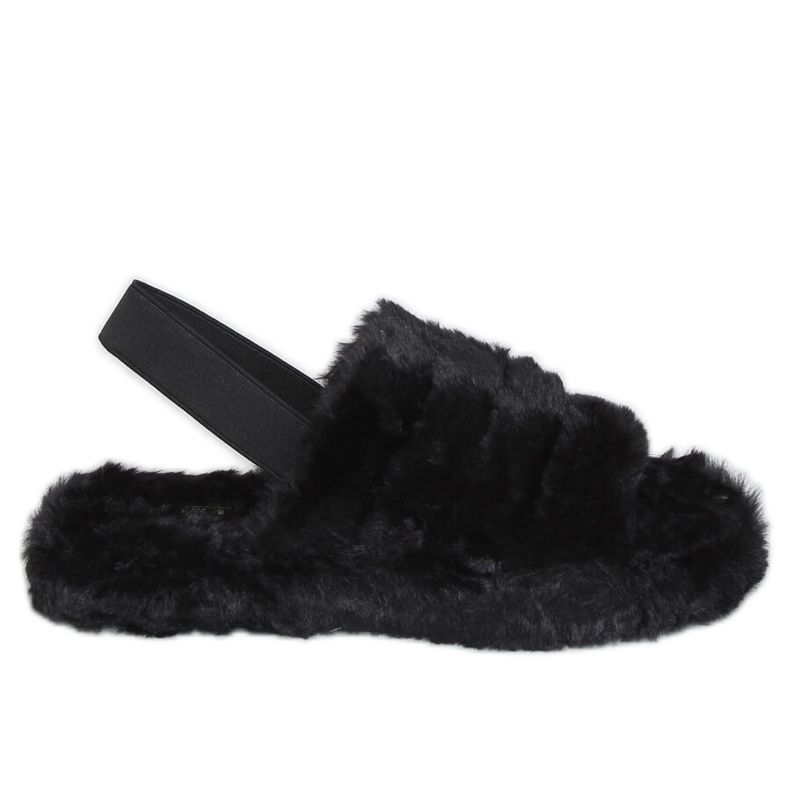 Svarta damtofflor med ett elastiskt band X8130 Svart