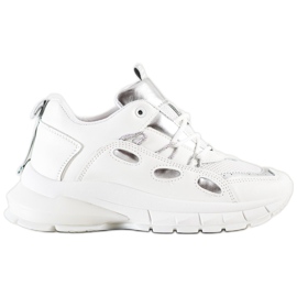 SHELOVET Snygga Eco Leather Sneakers vit