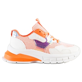 SHELOVET Trendiga sneakers 70303 vit orange