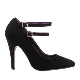 Svart mocka pumps på L408 hälen