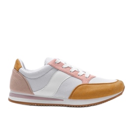 Klassiska vita sneakers med gula Aniya rosa
