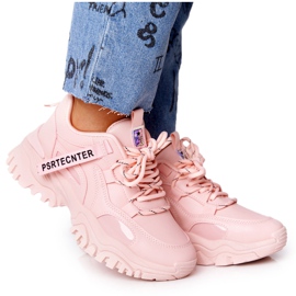 EVE Kvinnors sneakers på ett massivt ensamt rosa skratt