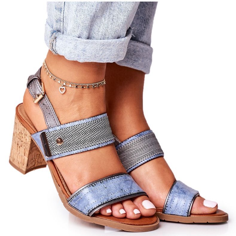 EVE Emma Blue Sandals On A Cork Bar brun blå