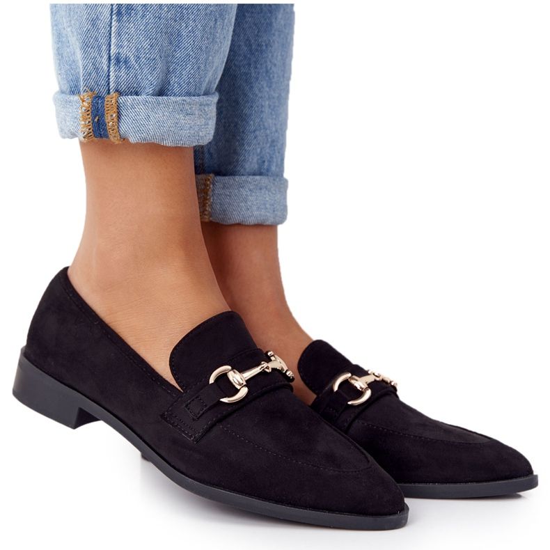 S.Barski Eleganta kvinnors loafers S. Barski mocka svart