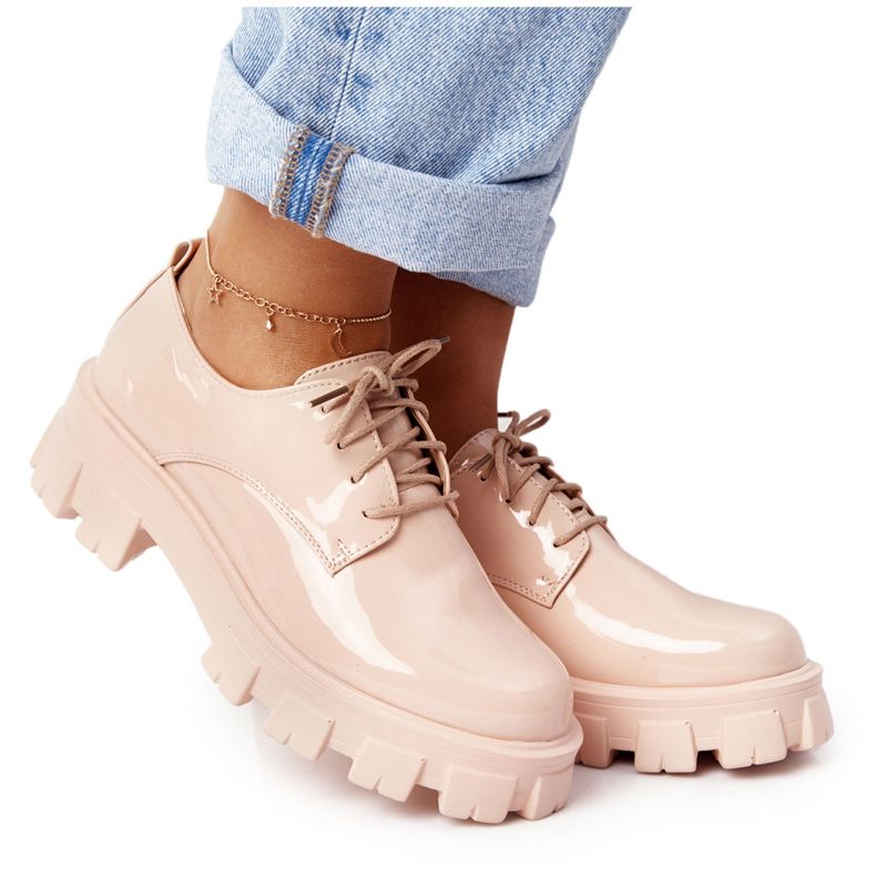 PS1 Oxfords för kvinnor på Naken Imogen -plattformen beige rosa