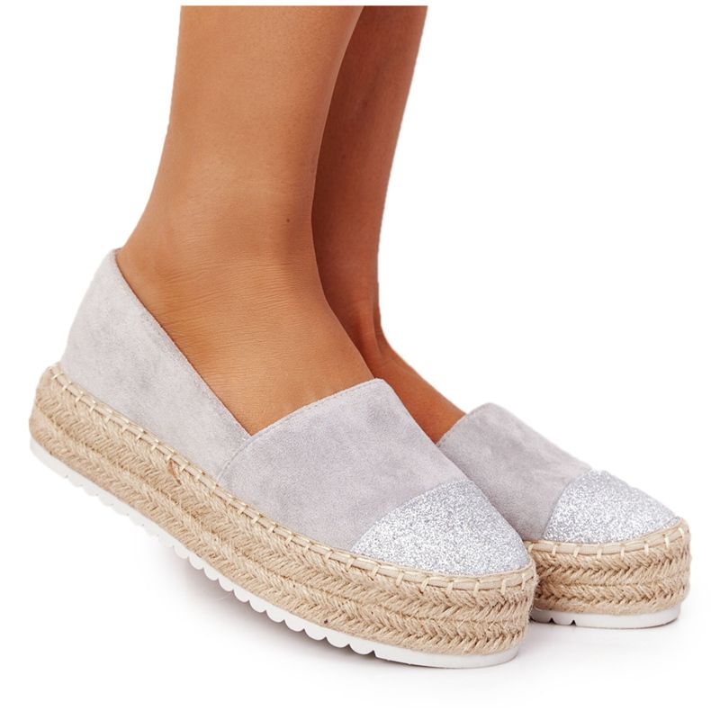 S.Barski Espadrilles på halmplattformen S. Barski Grey beige
