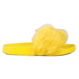 SHELOVET Gummi tofflor med päls gul