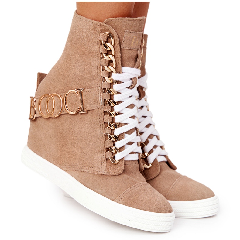 Dammocka Sneakers BOOCI Golden Letters Bright Camel brun