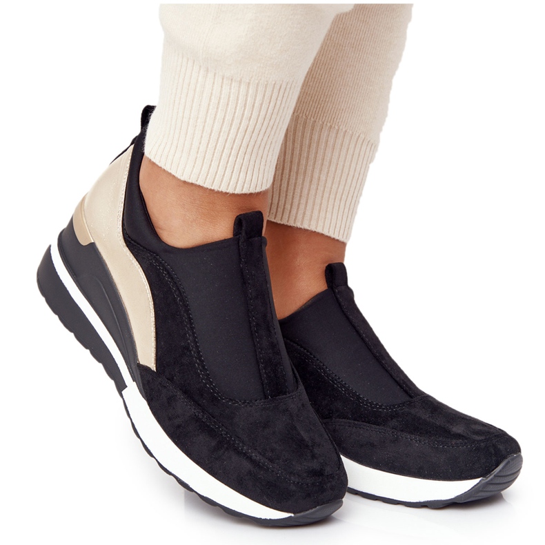 Vinceza 10593 Black-Gold Wedge Sneakers svart grön