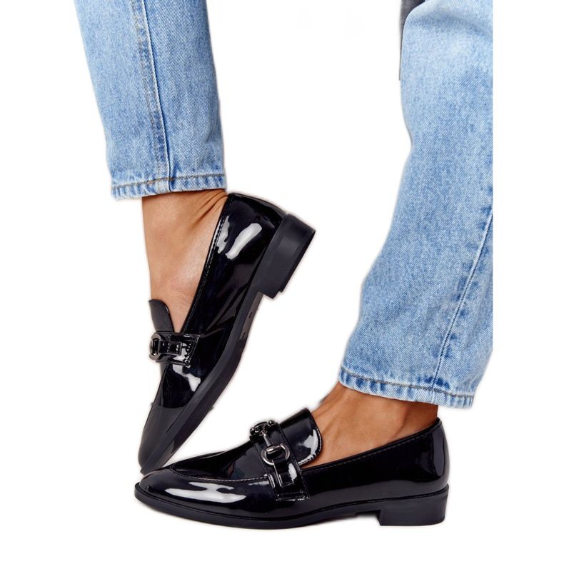 S.Barski Eleganta kvinnors loafers S. Barski lackerad svart