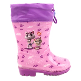 American Club American Pink Kitties Galoshes KAL05 purpur rosa