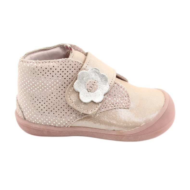 Mazurek Läder sportskor med kardborreband 1101 guld satin rosa