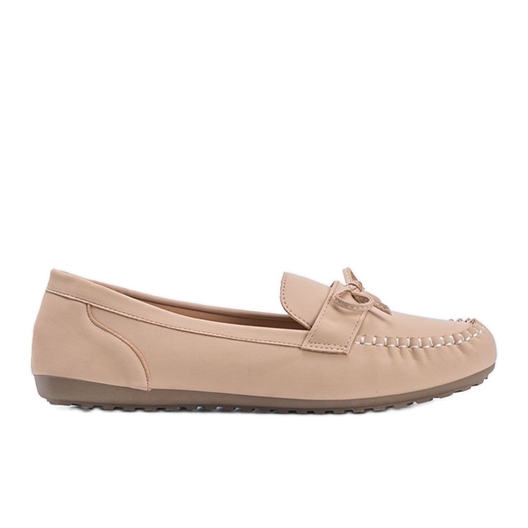 Beige matta loafers med Deborah -rosett
