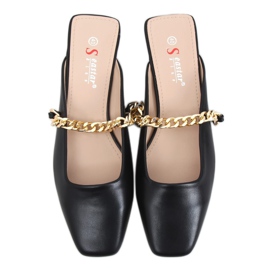 Svarta Tofflor med kedja T399P Svart