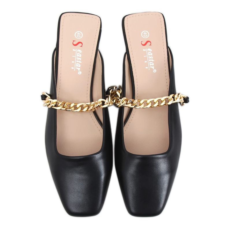 Svarta Tofflor med kedja T399P Svart