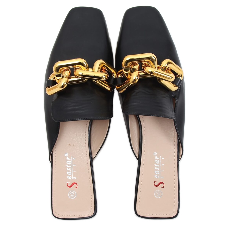 Svarta T500P Svarta tofflor med kedja