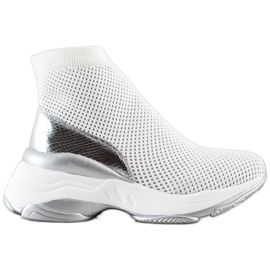 SHELOVET Sneakers med hög textil vit