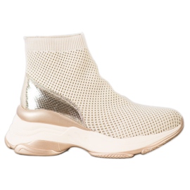 SHELOVET Sneakers med hög textil beige