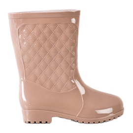 Bona Glänsande Quiltade Wellies beige
