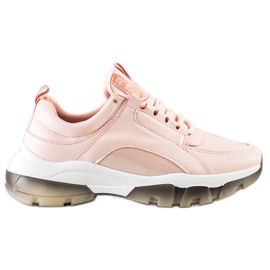 SHELOVET Rosa sneakers med ekoläder