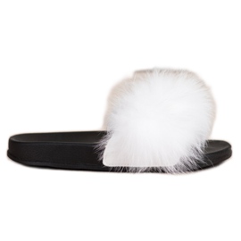 Bona Trendiga flip-flops med päls vit