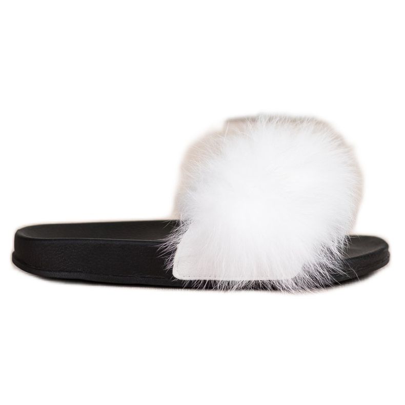 Bona Trendiga flip-flops med päls vit