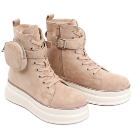 Höga sneakers med en påse beige HO263 Beige