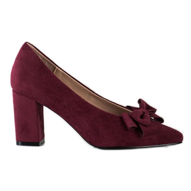 Bourgogne pumpar med en VINCEZA rosett röd mångfärgad