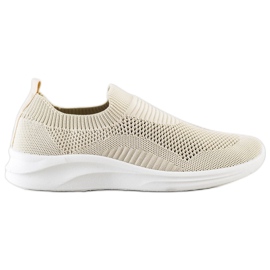 Ideal Shoes Beige Sports Slipons brun