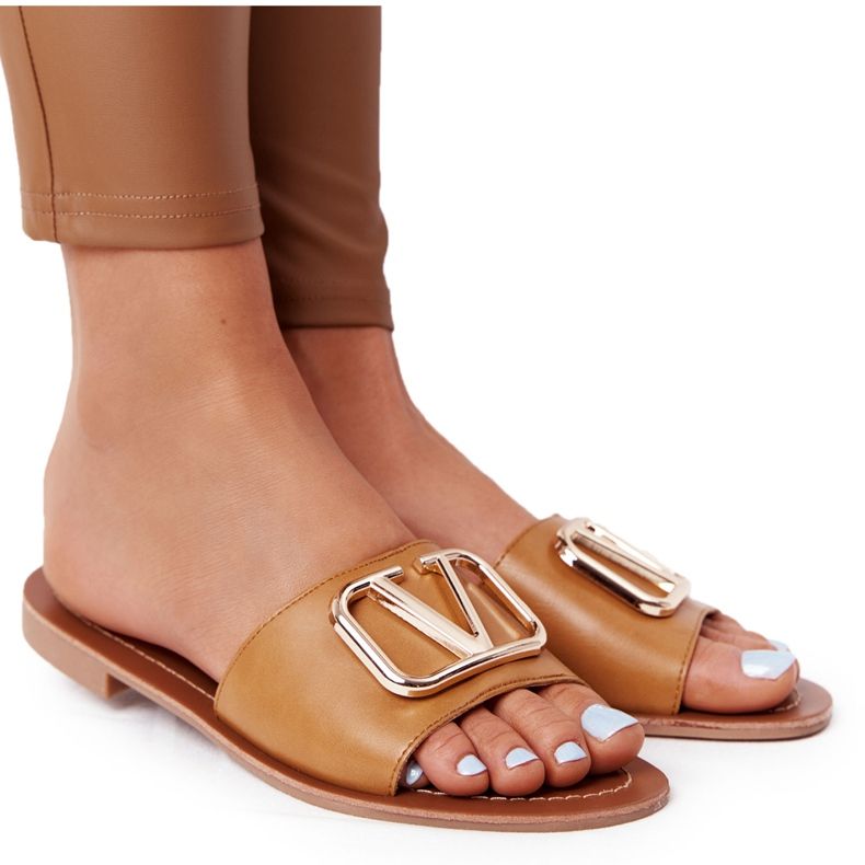 PS1 Kvinnors klassiska tofflor Camel Vicky brun gyllene