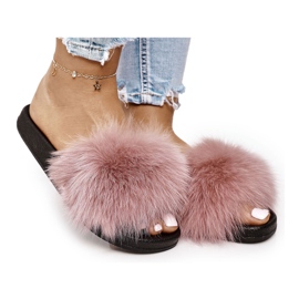 PS1 Tofflor för kvinnor med pälsrosa Belmondo