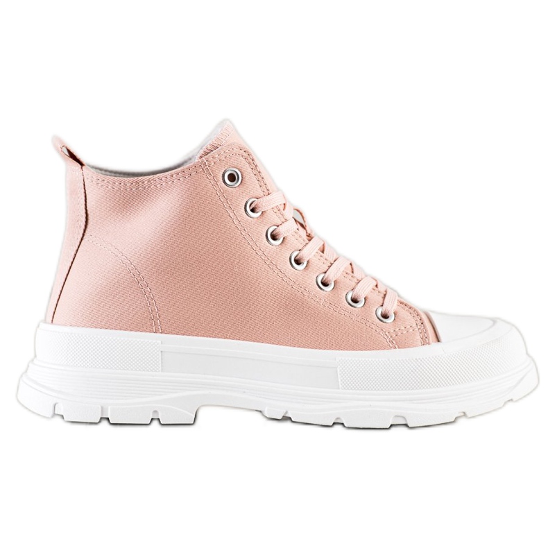 SHELOVET Höga sneakers på plattformen rosa