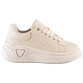 SHELOVET Snygga Eco Leather Sneakers beige