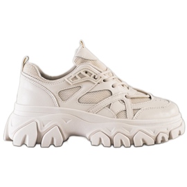 SHELOVET Beige mode sneakers brun