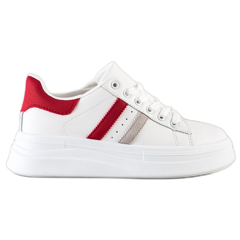 SHELOVET Sneakers med mockaskär vit