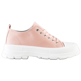 SHELOVET Rosa sneakers på plattformen
