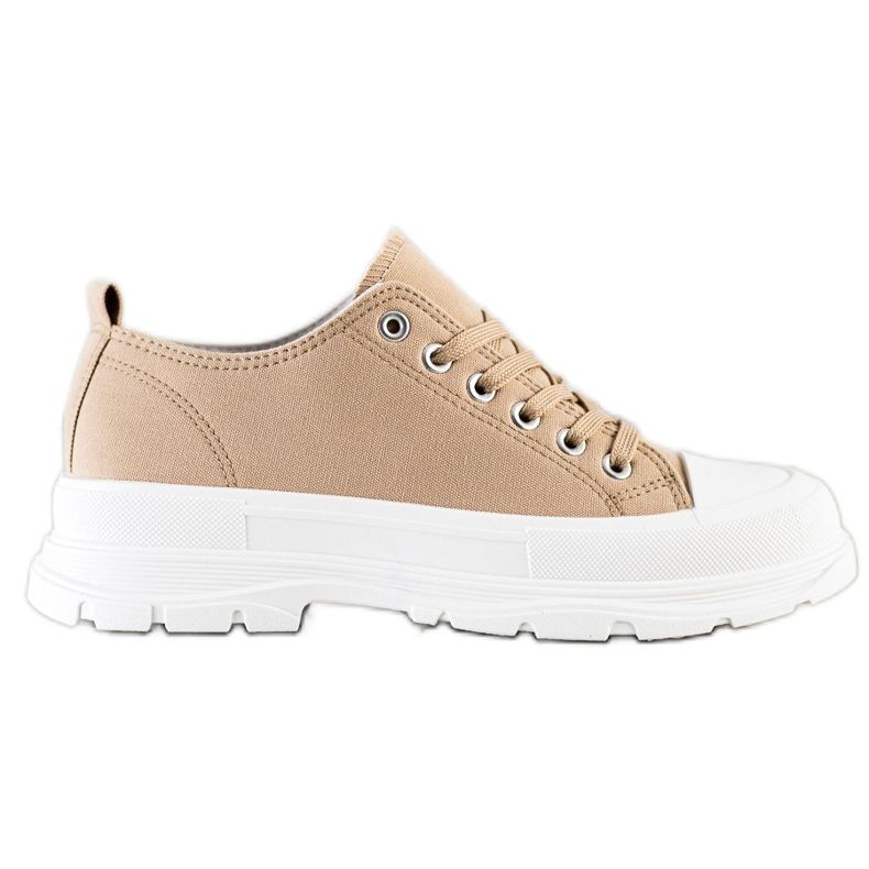 SHELOVET Beige sneakers på plattformen