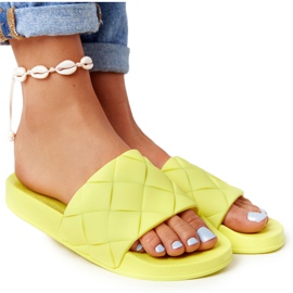 PS1 Kvinnors gummi tofflor Neongul Låt oss simma