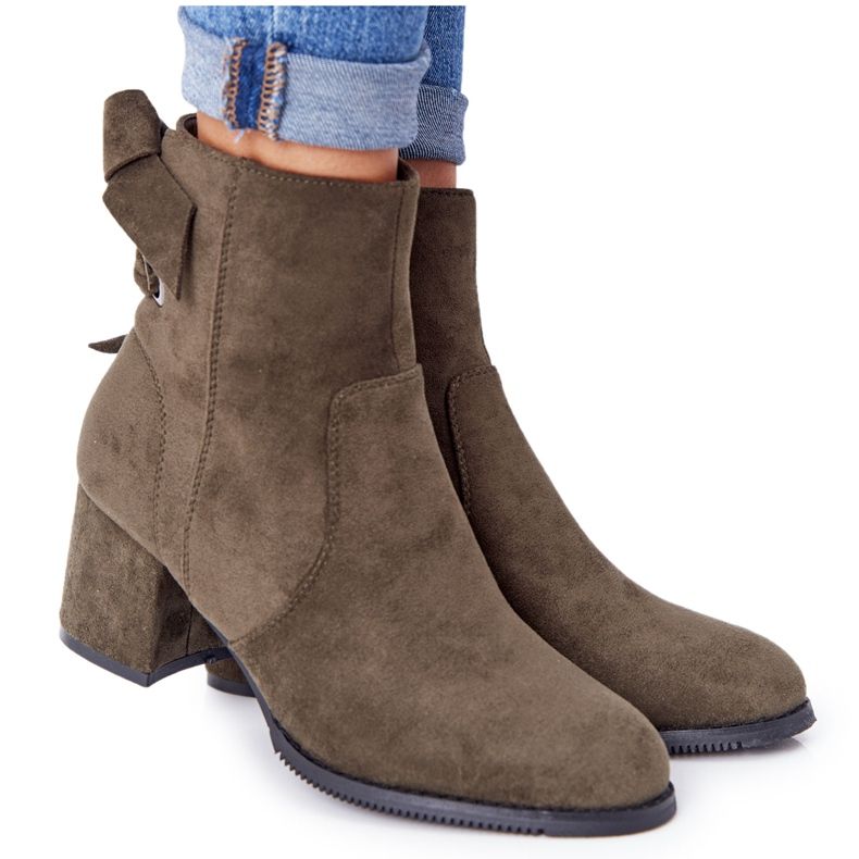 PJ1 Kvinnors gröna varma stövlar på en häl Kayla