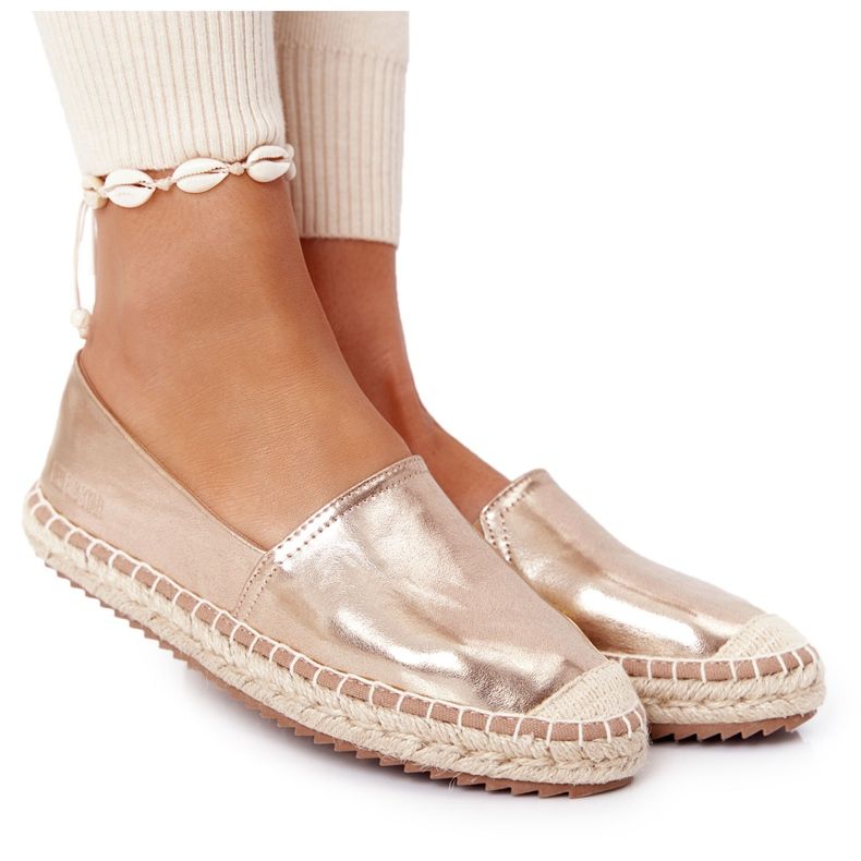 Läder Espadriller på en flätad sula Big Star HH274503 Golden gyllene