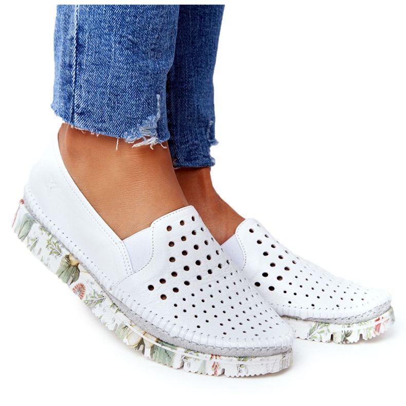 Openwork läderskor Maciejka vit 03512B-11 mångfärgad