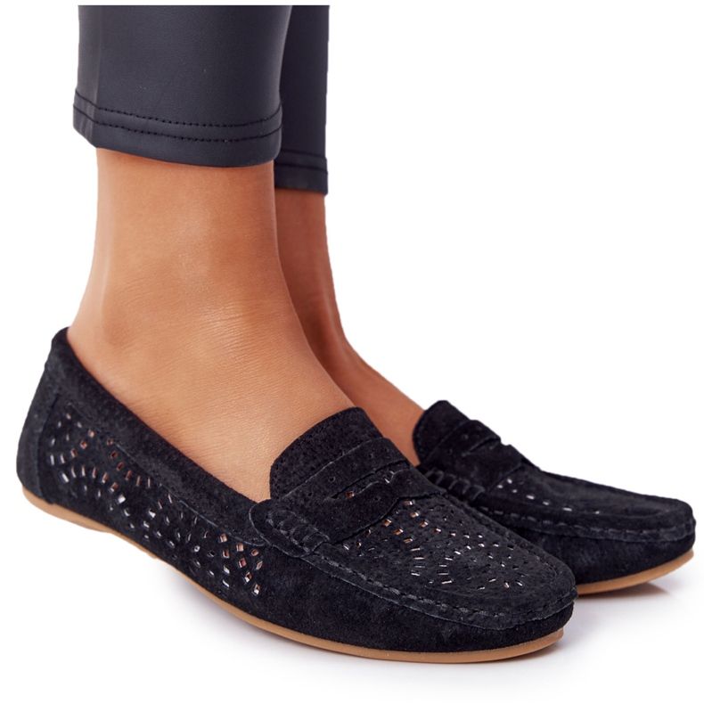 S.Barski Dam mocka Openwork Loafers från S. Bararski Black svart