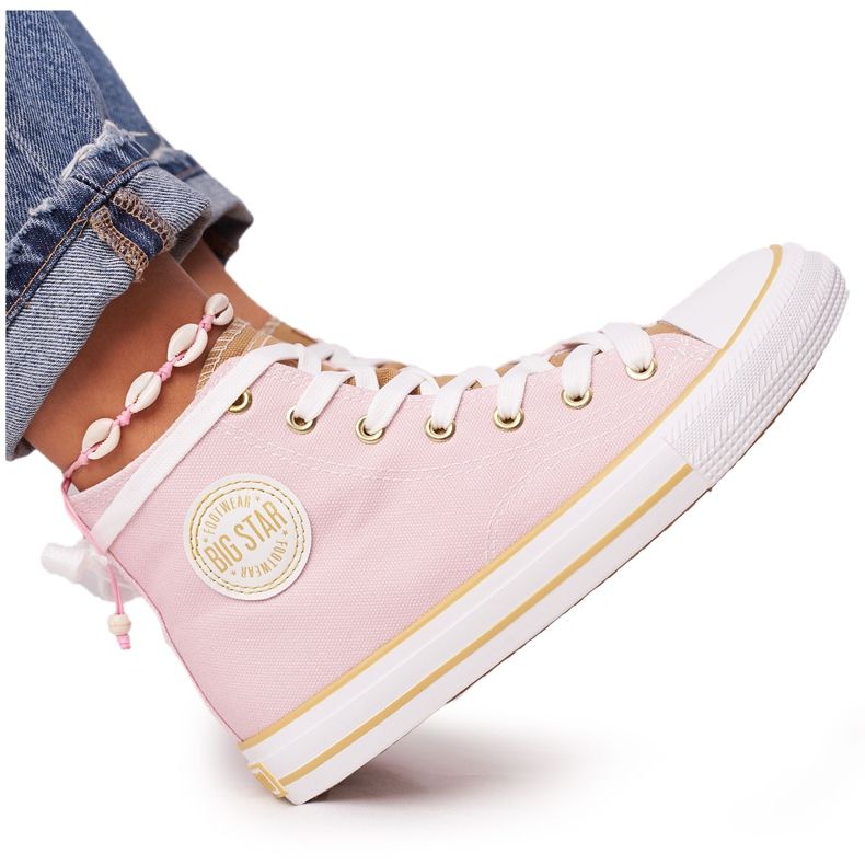 Kvinnors högsta sneakers Big Star HH274447 Rosa